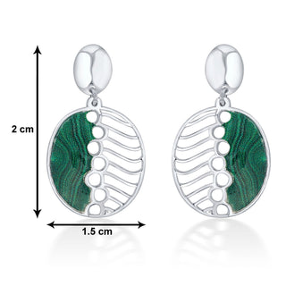 Nipura 925 sterling silver green enamel circular shape earrings