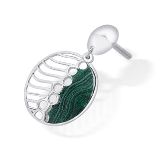 Nipura 925 sterling silver green enamel circular shape earrings