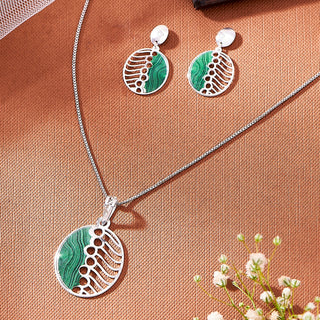Nipura 925 sterling silver green enamel circular shape earrings