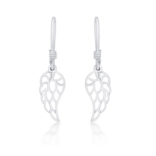 Nipura 925 Sterling Silver Angel Wing Laser-cut Drop Earrings