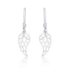 Nipura 925 Sterling Silver Angel Wing Laser-cut Drop Earrings