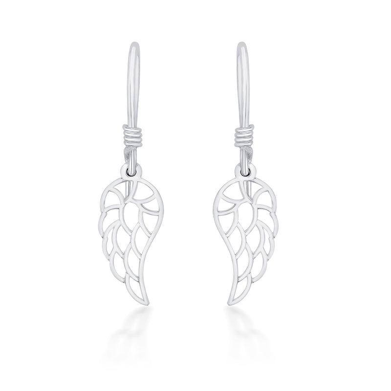 Nipura 925 Sterling Silver Angel Wing Laser-cut Drop Earrings