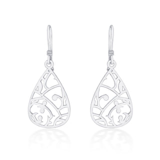 Nipura 925 Sterling Silver Floral Laser-cut Drop Earrings