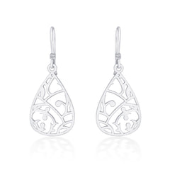 Nipura 925 Sterling Silver Floral Laser-cut Drop Earrings
