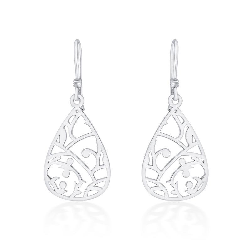 Nipura 925 Sterling Silver Floral Laser-cut Drop Earrings