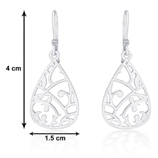 Nipura 925 Sterling Silver Floral Laser-cut Drop Earrings