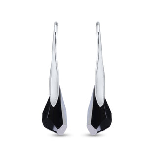 Nipura Certified 925 Sterling Silver Elegant Black Austrian Crystal -Rhodium Plated Earrings – Lifetime Guaranteed, Skin-Friendly & Tarnish-Resistant - Crystals from Austria