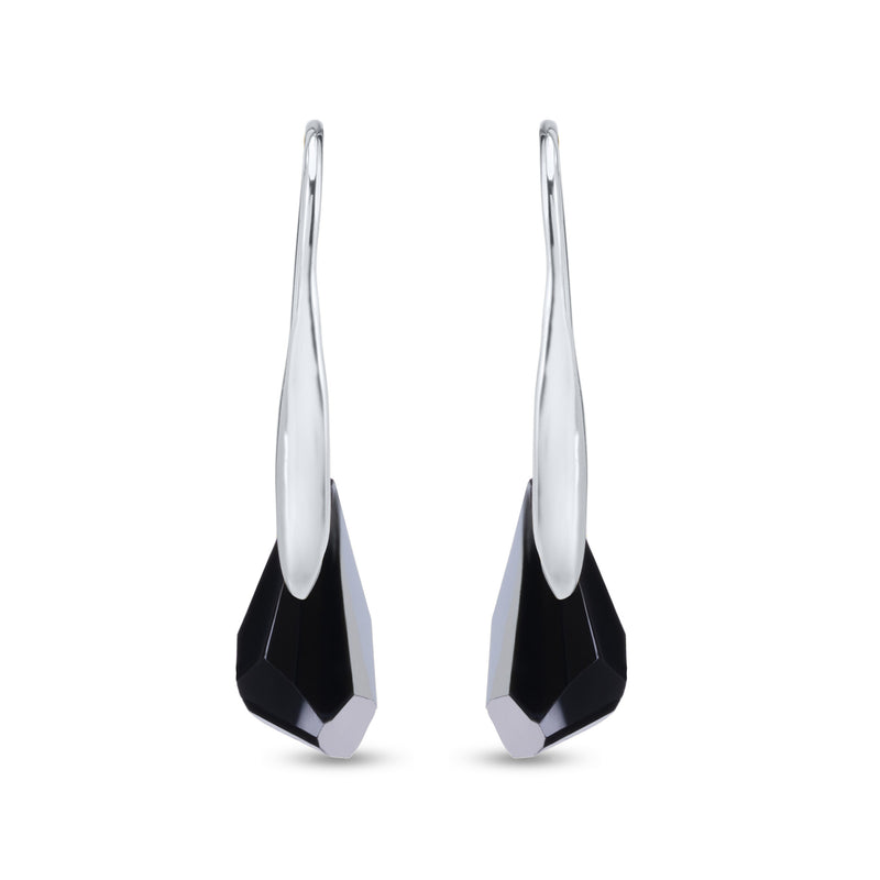 Nipura Certified 925 Sterling Silver Elegant Black Austrian Crystal -Rhodium Plated Earrings – Lifetime Guaranteed, Skin-Friendly & Tarnish-Resistant - Crystals from Austria