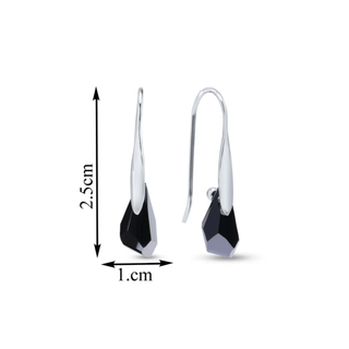 Nipura Certified 925 Sterling Silver Elegant Black Teardrop Austrian Crystal Pendant Earrings Set