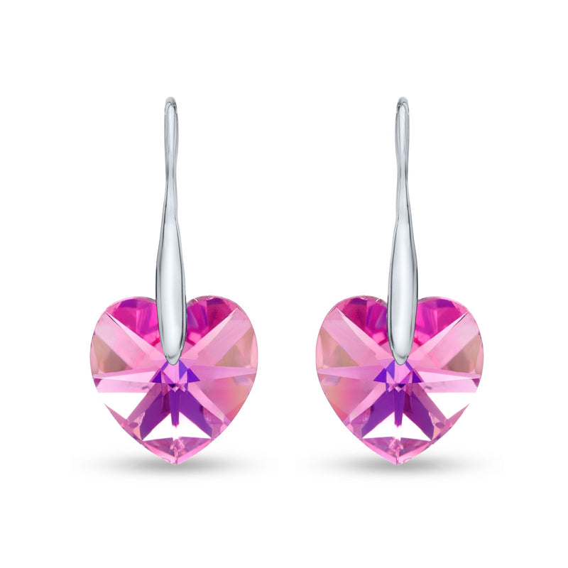 Nipura 925 Silver Pink Heart Earrings with Austrian Crystals | Skin-Friendly, Tarnish-Resistant, Ideal gift for Women, Girl