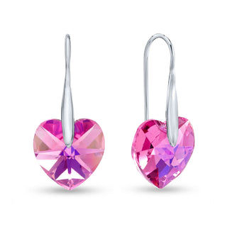Nipura 925 Silver Pink Heart Earrings with Austrian Crystals | Skin-Friendly, Tarnish-Resistant, Ideal gift for Women, Girl