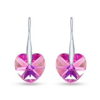 Nipura 925 Silver Pink Heart Earrings with Austrian Crystals | Skin-Friendly, Tarnish-Resistant, Ideal gift for Women, Girl