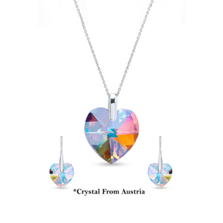 Nipura Certified 925 Sterling Silver multi-coloured heart-shaped Austrian Crystal Drop Dangle Fish Hook Earrings - Tarnish-Resistant & Skin-Friendly - Crystals from Austria