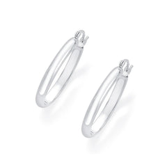 Oval Shaped Small 925 Sterling Silver Hoop Earrings