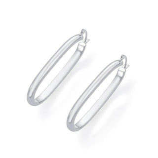 Nipura 925 Sterling Silver Oval Hoop Earrings- Medium