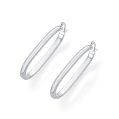 Oval Hoop 925 Sterling Silver Earrings- Medium