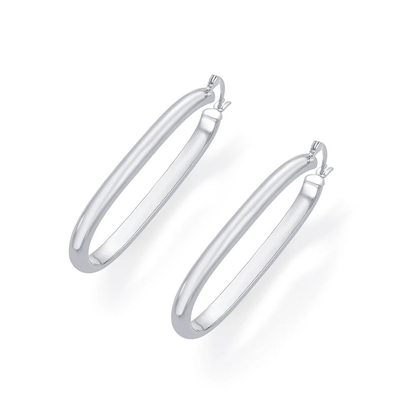 Nipura 925 Sterling Silver Oval Hoop Earrings- Medium