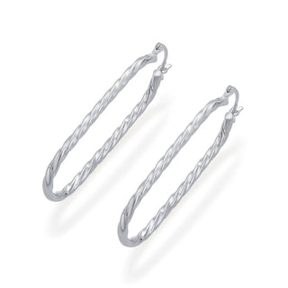 Nipura 925 Sterling Silver Twisted Oval Hoop Earrings