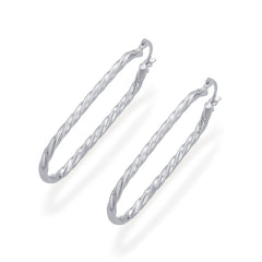 Twisted Oval 925 Sterling Silver Hoop Earrings