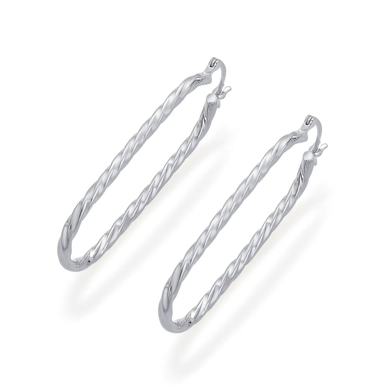 Nipura 925 Sterling Silver Twisted Oval Hoop Earrings