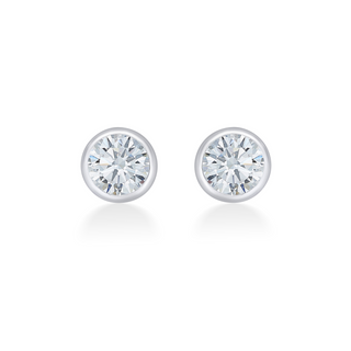 Nipura 925 Sterling Silver Bezel Zircon Solitaire Earrings
