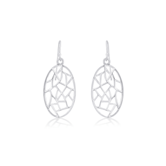 Abstract Oval 925 Sterling Silver Earrings
