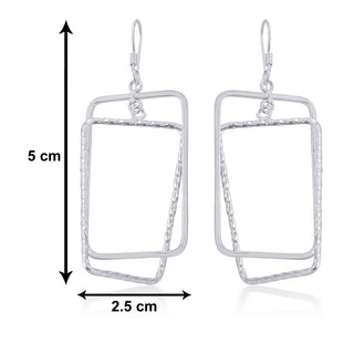 Nipura 925 Sterling Silver Assymetric Rectangle Earrings
