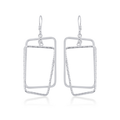 Assymetric Rectangle 925 Sterling Silver Earrings