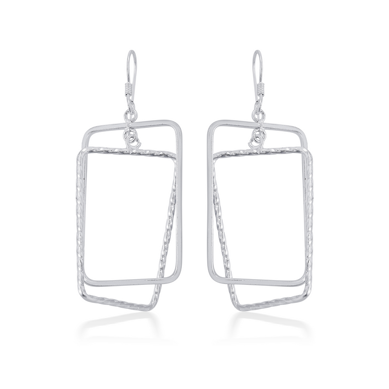 Nipura 925 Sterling Silver Assymetric Rectangle Earrings