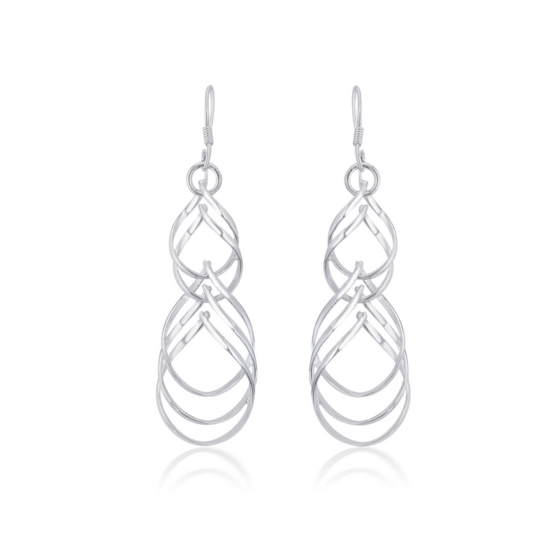 Nipura 925 Sterling Silver Swirly Drop Earrings
