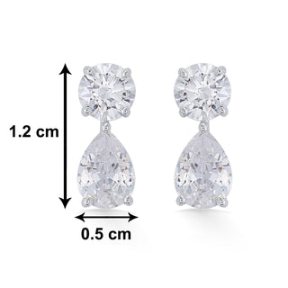 Nipura Sterling Silver Cubic Zircon Ear Hangings with Circular and drop Shaped Stones