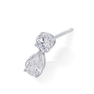 Nipura Sterling Silver Cubic Zircon Ear Hangings with Circular and drop Shaped Stones