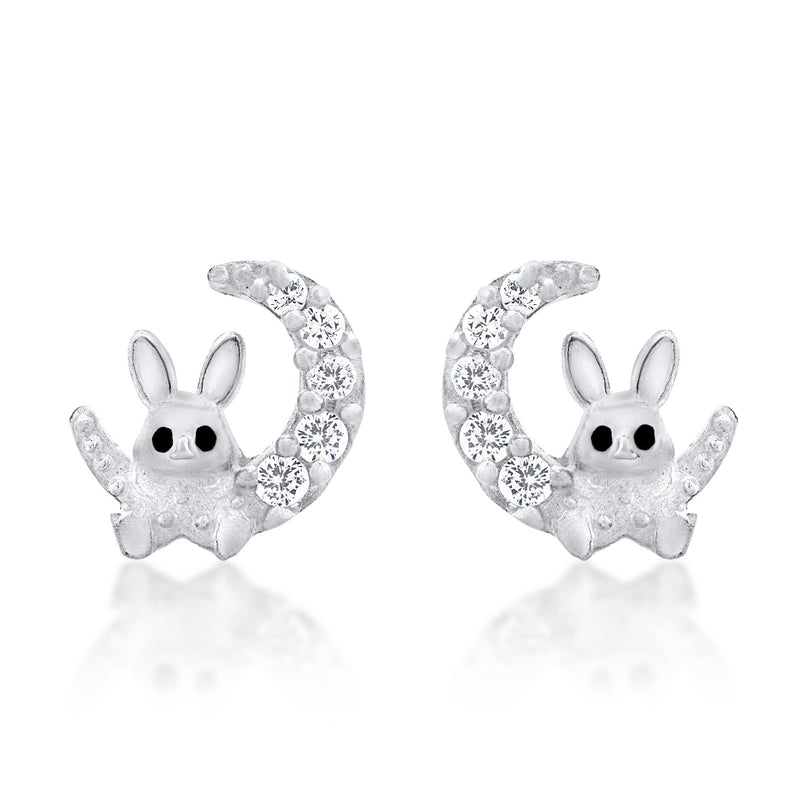Nipura 925 Sterling Silver Moonlight Charm Stud Earrings for Kids