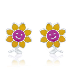 Sunny Smiles 925 Sterling Silver Stud Earrings for Kids