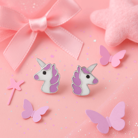 Unicorn Magic 925 Sterling Silver Stud Earrings for Kids