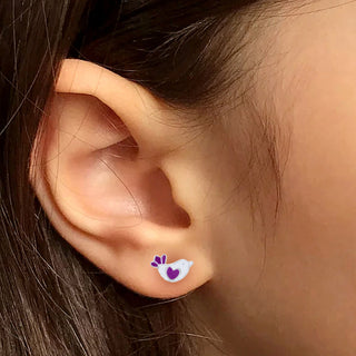 Nipura 925 Sterling Silver Sparrow Chirps Stud Earrings for Kids