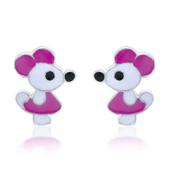Little Mouse 925 Sterling Silver Stud Earrings for Kids