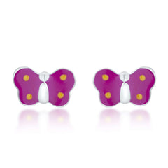 Butterfly Dazzle 925 Sterling Silver Stud Earrings for Kids