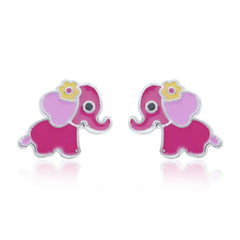 Elephant Giggles 925 Sterling Silver Stud Earrings for Kids