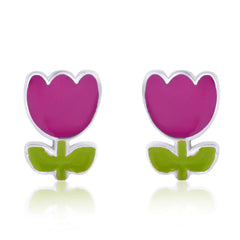 Rosy Glow Charm 925 Sterling Silver Stud Earrings for Kids
