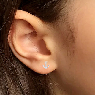 Nipura 925 Sterling Silver Sea Star Anchor Stud Earrings for Kids