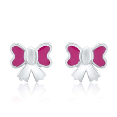 Bubble Bow 925 Sterling Silver Stud Earrings for Kids