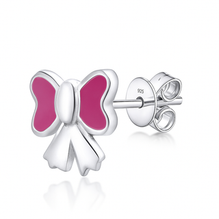 Nipura 925 Sterling Silver Bubble Bow Stud Earrings for Kids