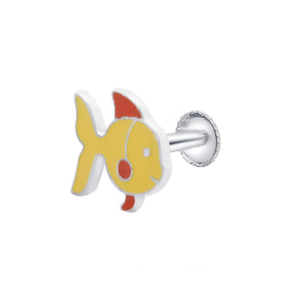 Nipura 925 Sterling Silver Yellow Fishy Charm Stud Earrings for Kids