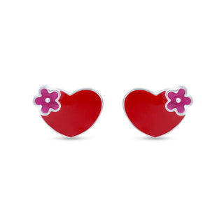 Nipura Cherry Bloom Heart 925 Sterling Silver Kids Stud Earrings