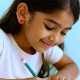 Nipura Cherry Bloom Heart 925 Sterling Silver Kids Stud Earrings