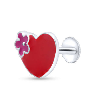 Nipura Cherry Bloom Heart 925 Sterling Silver Kids Stud Earrings