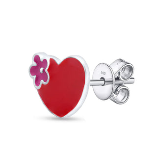Nipura Cherry Bloom Heart 925 Sterling Silver Kids Stud Earrings