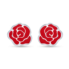 Radiant Rose 925 Sterling Silver Stud Earrings for Kids