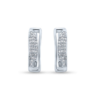 Nipura 925 Lustre Arc Sterling Silver CZ Huggie Earrings